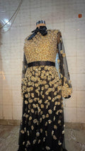 Gold Embroidered Evening Gown – Luxury Formal Occasion Dress