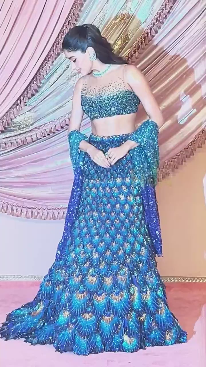 Peacock Blue Embellished Lehenga
